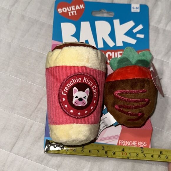 BARK Plush French Kiss Cafe Strawberry Coffee Chews You Squeaky Dog Toys - Picture 10 of 10